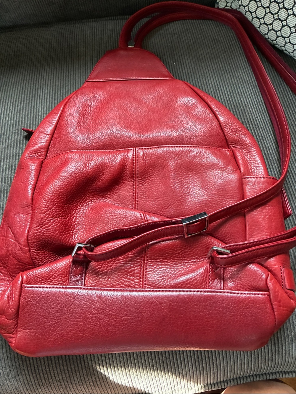 Red Leather Woman’s Backpack - Picture 2 of 3